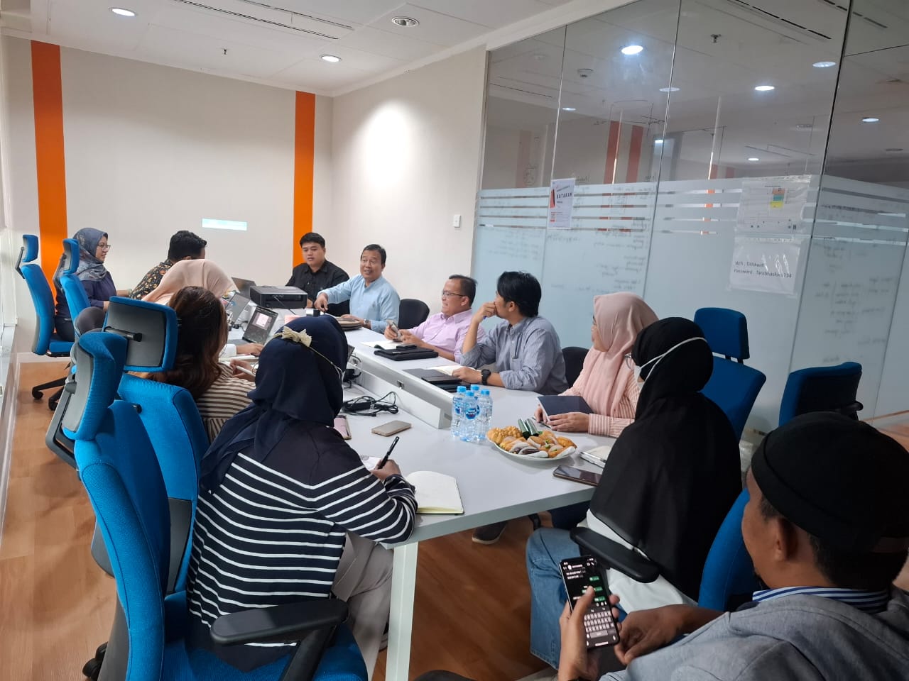 Office desk with documents and certification